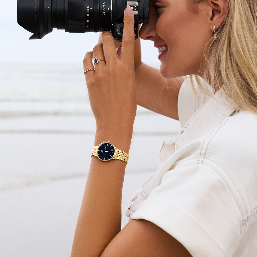 Danish Design IV99Q1251 Akilia Black Gold Link Medium Watch