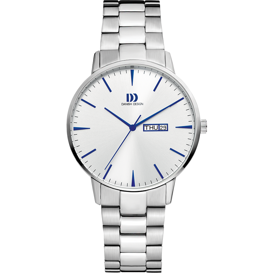 Danish Design IQ90Q1267 Akilia Day/Date Silver Cobalt Link Watch