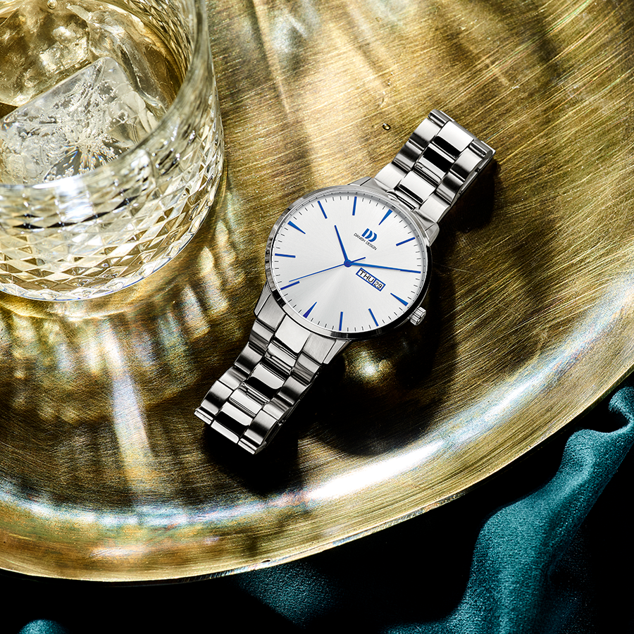 Danish Design IQ90Q1267 Akilia Day/Date Silver Cobalt Link Watch