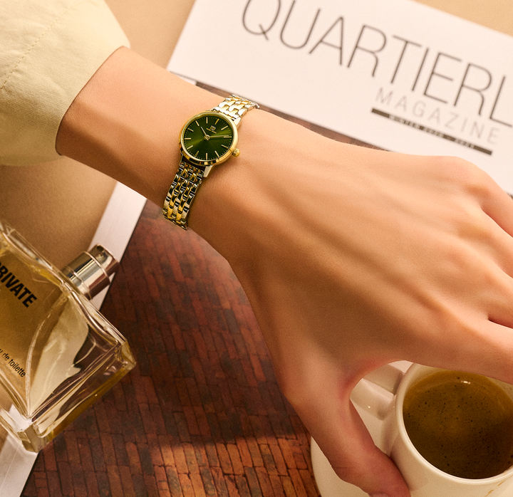Danish Design IV90Q1268 Akilia Mini Link Two-Tone Gold Green Watch
