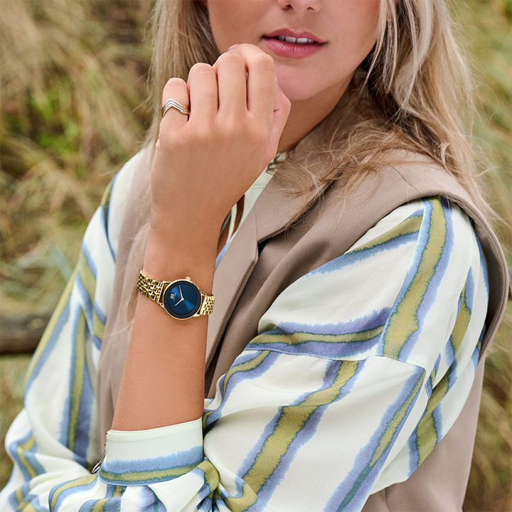 Danish Design IV96Q1288 Nostalgi 1988 Gold Blue Link Watch