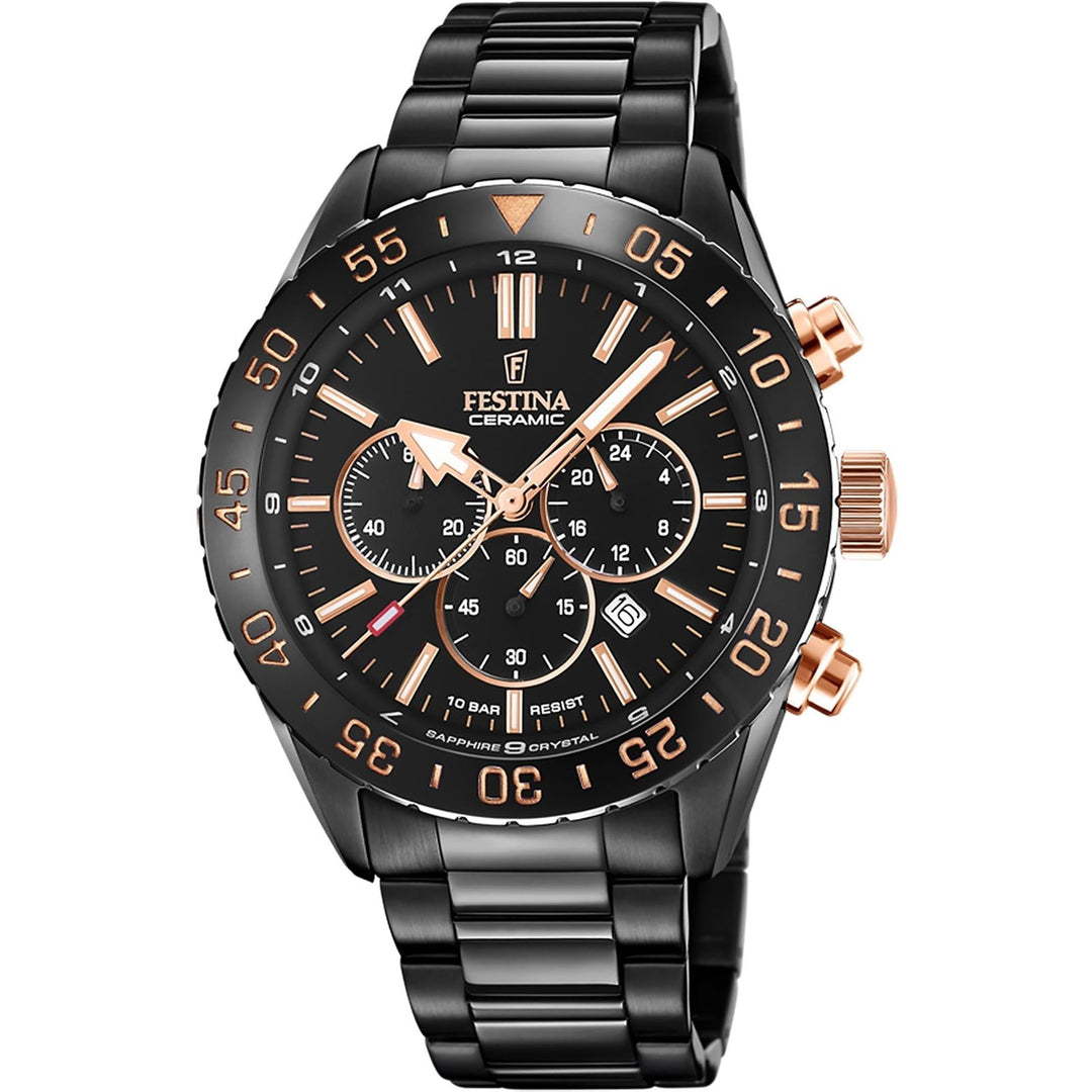 Festina F20577/1 Men's Black Steel Bracelet Chronograph Wristwatch - H S Johnson