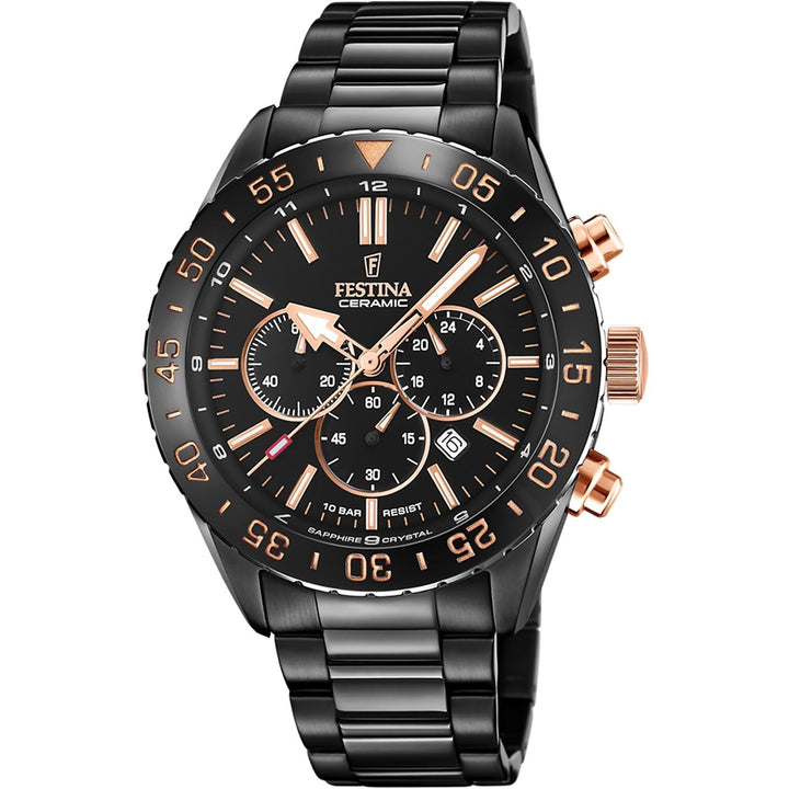 Festina F20577/1 Men's Black Steel Bracelet Chronograph Wristwatch - H S Johnson