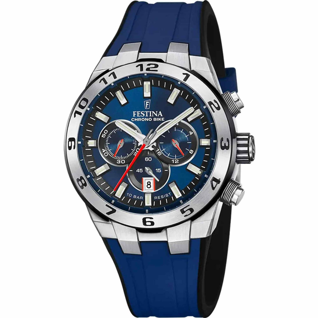 Festina F20671/1 Men's Blue Chrono Bike Rubber Strap Wristwatch - H S Johnson