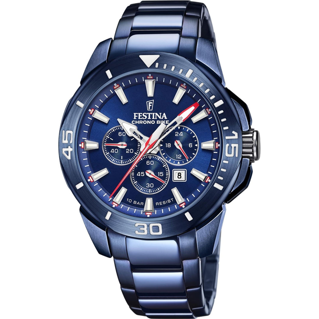 Festina F20643/1 Men's Blue Chrono Bike Steel Bracelet Wristwatch - H S Johnson
