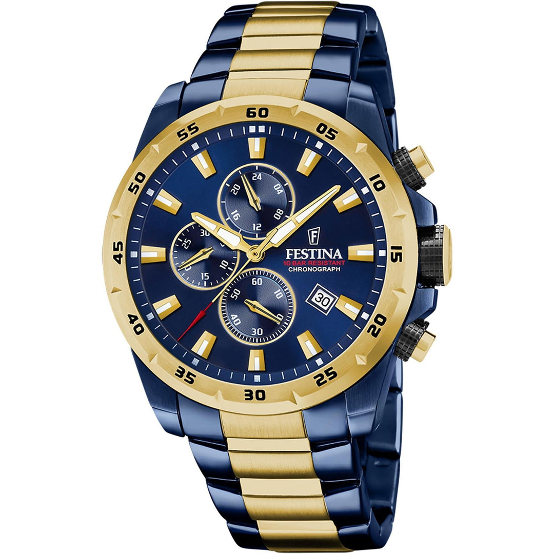Festina F20564/1 Men's Blue Dial Two Tone Bracelet Wristwatch - H S Johnson