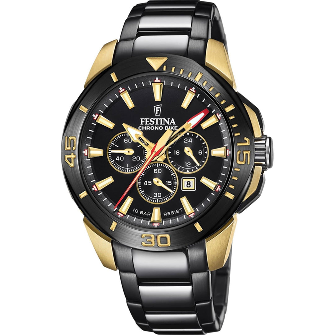 Festina F20644/1 Men's Chrono Bike Black Steel Bracelet Wristwatch - H S Johnson