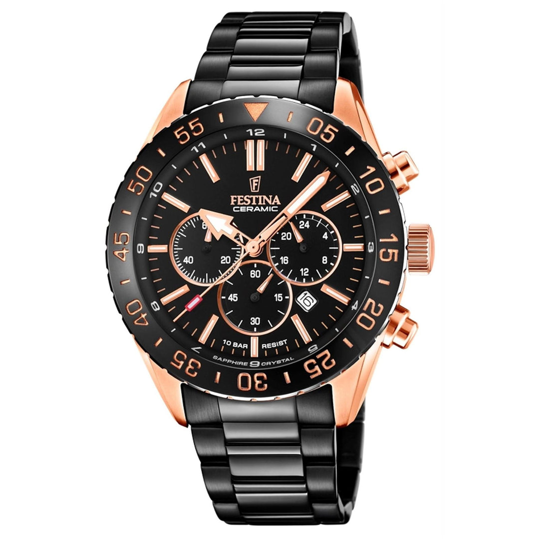 Festina F20578/1 Men's Chronograph With Black Tone Steel Bracelet Wristwatch - H S Johnson