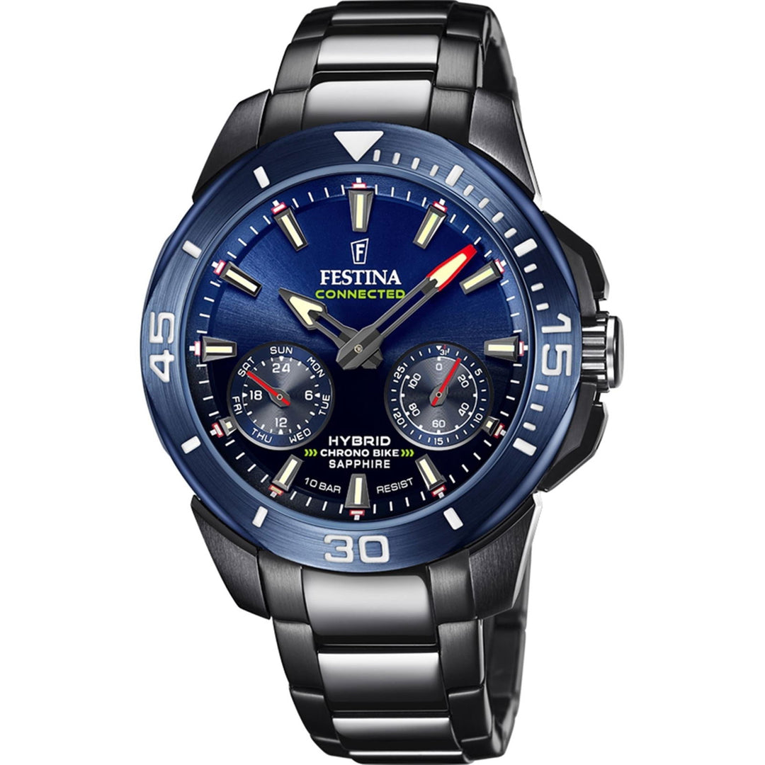 Festina F20647/1 Men's Connected Chrono Bike Black Steel Bracelet Wristwatch - H S Johnson