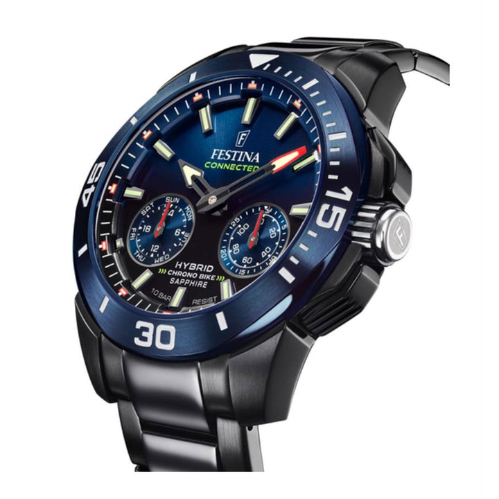Festina F20647/1 Men's Connected Chrono Bike Black Steel Bracelet Wristwatch - H S Johnson