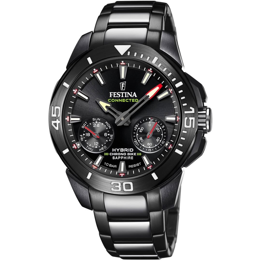 Festina F20648/1 Men's Connected Chrono Bike Black Steel Bracelet Wristwatch - H S Johnson