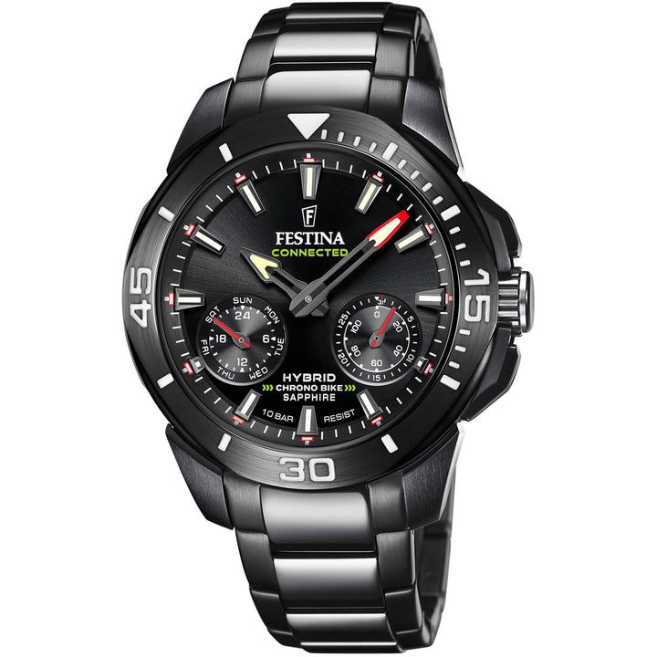 Festina F20648/1 Men's Connected Chrono Bike Black Steel Bracelet Wristwatch - H S Johnson