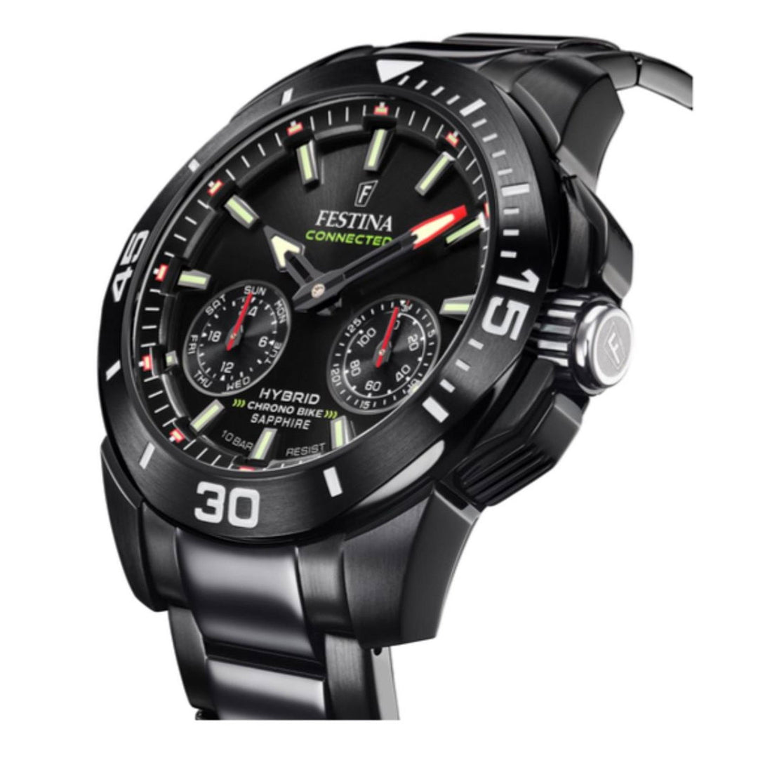 Festina F20648/1 Men's Connected Chrono Bike Black Steel Bracelet Wristwatch - H S Johnson