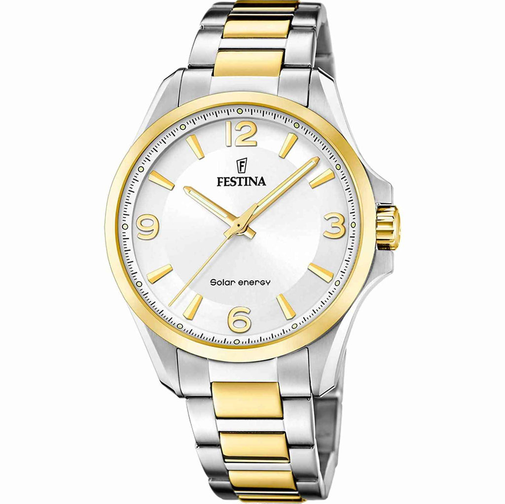 F20657 1 Solar Energy Two Tone Bracelet Watch