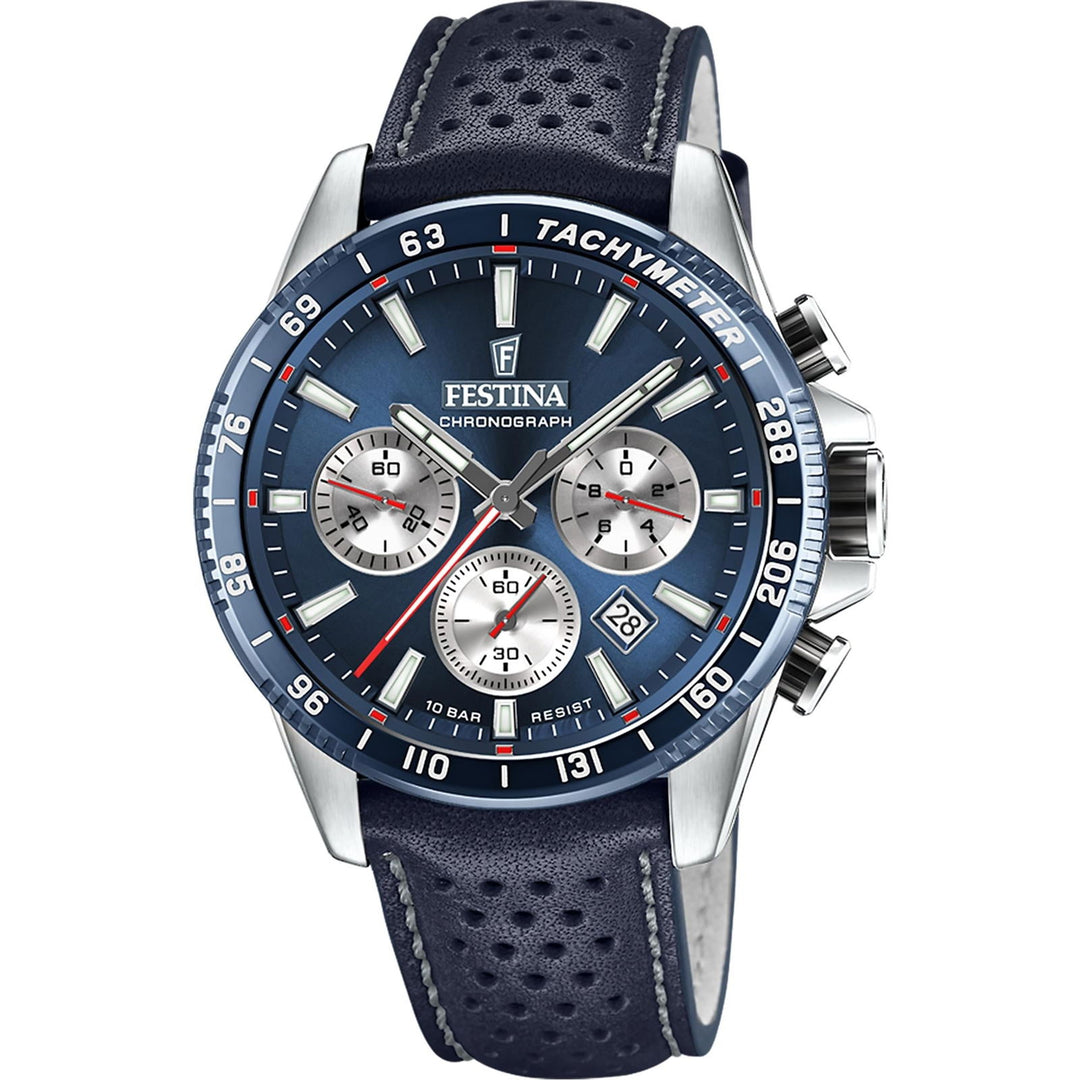 Festina F20561/2 Men's Blue Dial And Leather Strap Wristwatch - H S Johnson