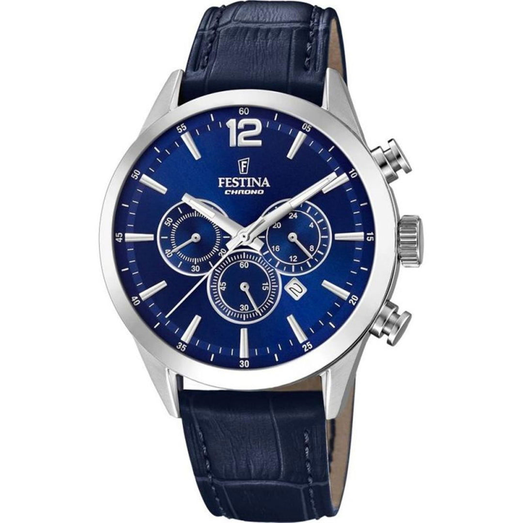 Festina F20542/2 Men's Chronograph Blue Leather Strap Wristwatch - H S Johnson