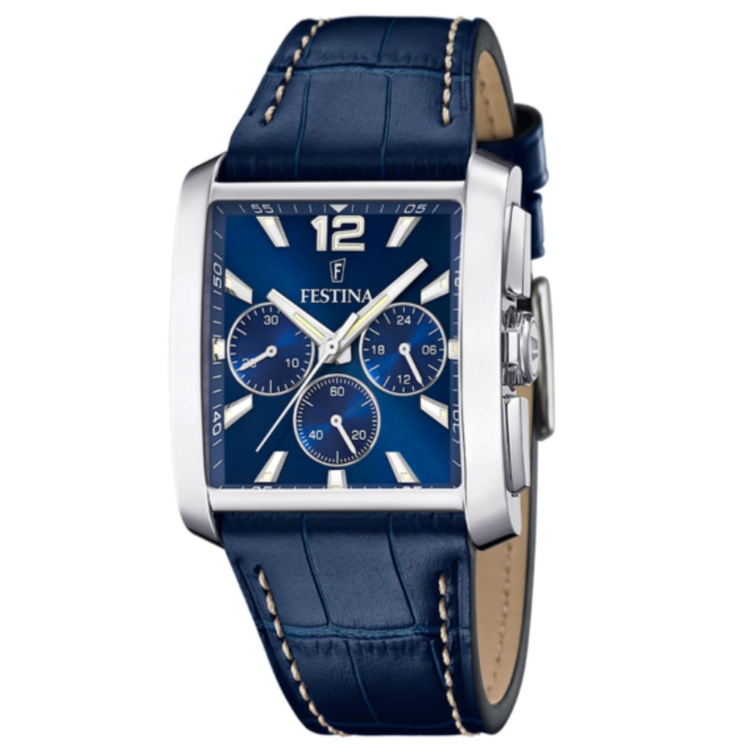 Festina F20636/2 Men's Chronograph Blue Leather Strap Wristwatch - H S Johnson