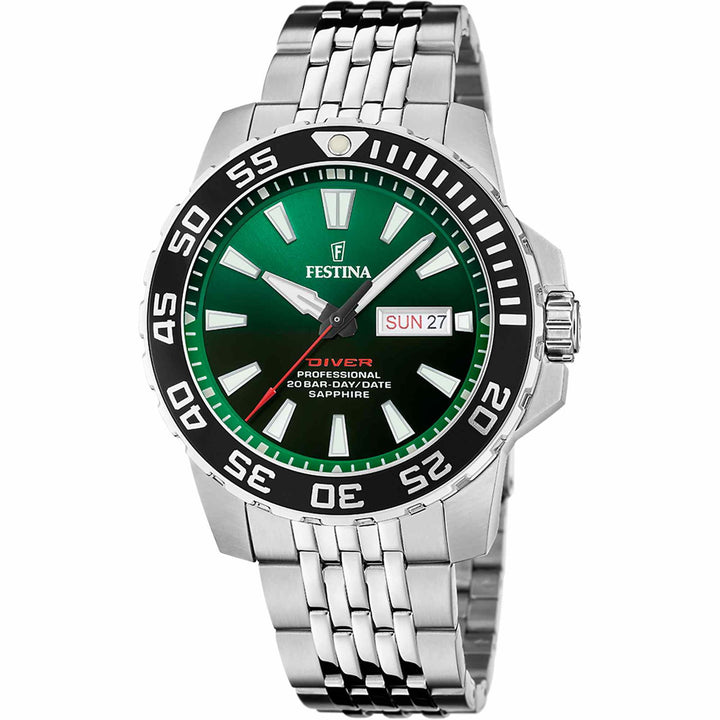 Festina F20661/2 Men's Green Dial Divers Wristwatch - H S Johnson
