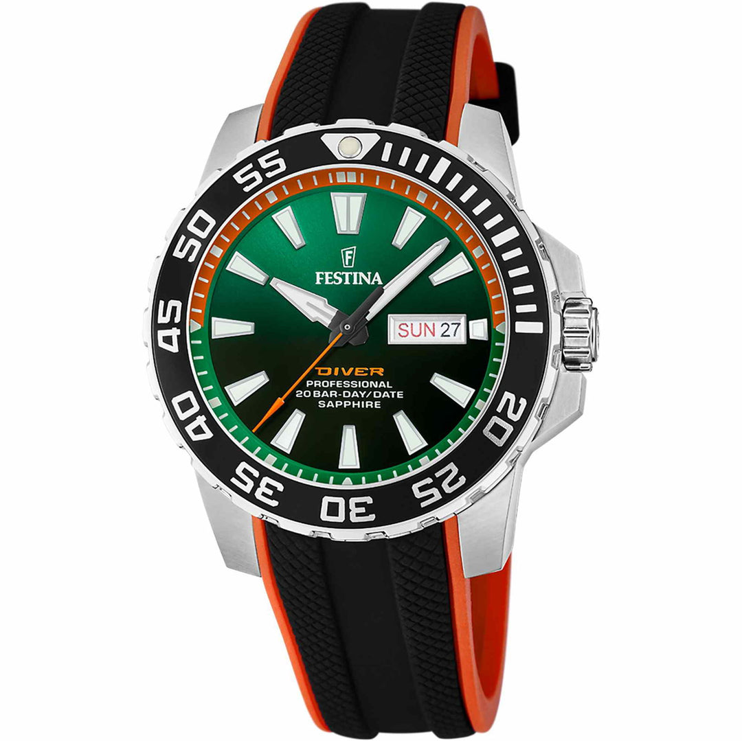 Festina F20662/2 Men's Green Dial Divers Wristwatch - H S Johnson