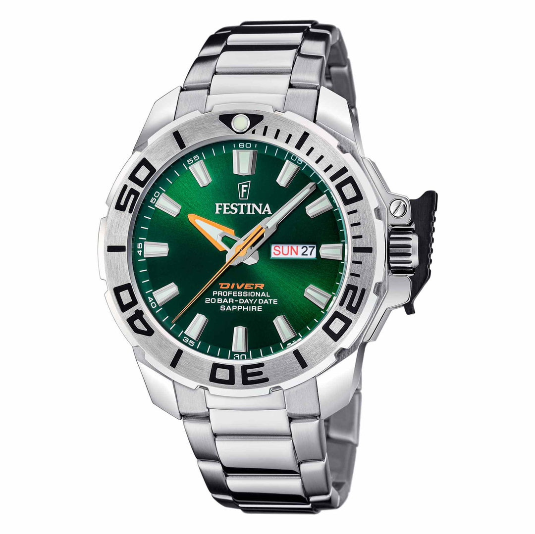 Festina F20665/2 Men's Green Dial Divers Wristwatch - H S Johnson
