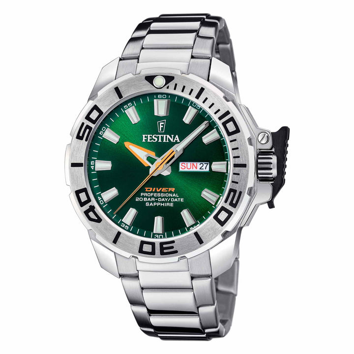 Festina F20665/2 Men's Green Dial Divers Wristwatch - H S Johnson