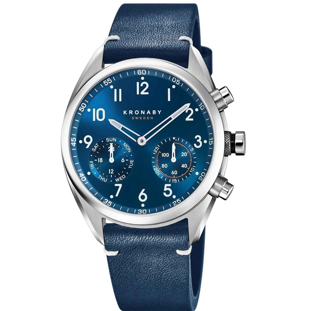 S3764 2 Leather Strap Hybrid Smartwatch