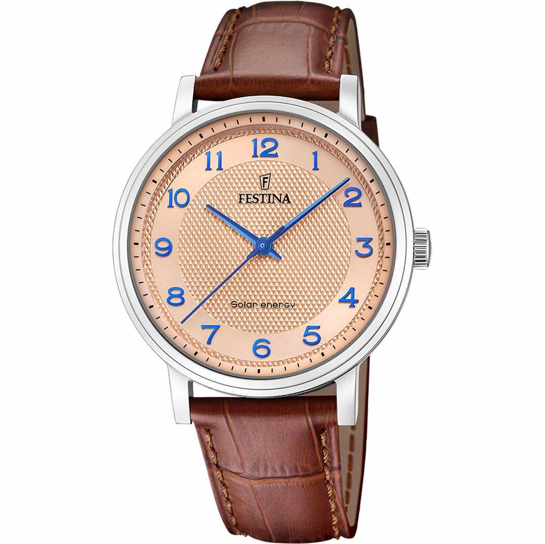 Festina F20660/2 Men's Solar Energy Brown Strap Wristwatch - H S Johnson