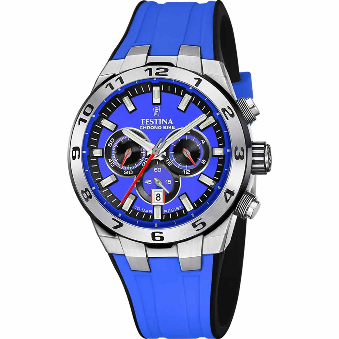 Festina F20671/3 Men's Blue Chrono Bike Rubber Strap Wristwatch - H S Johnson
