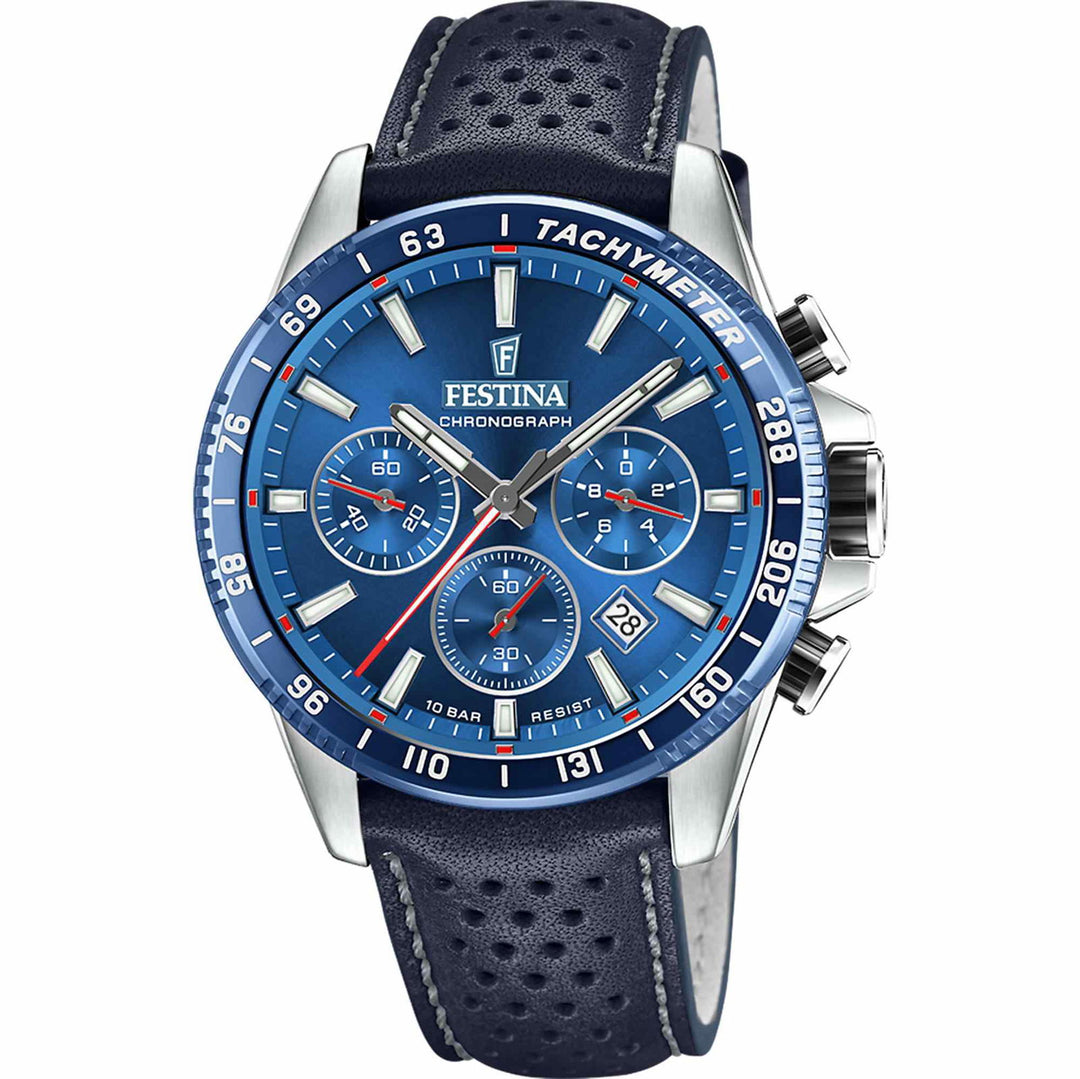 Festina F20561/3 Men's Blue Leather Wristwatch - H S Johnson