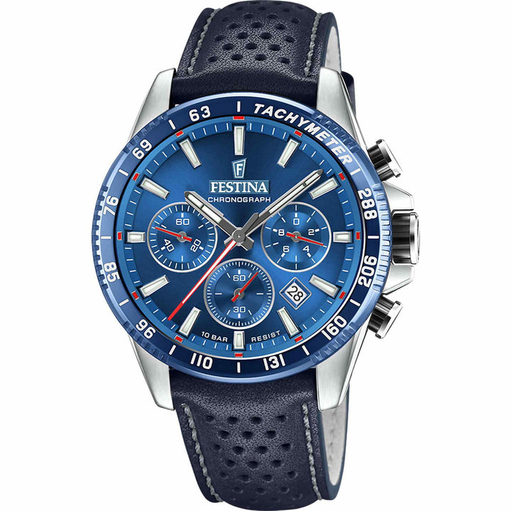 Festina F20561/3 Men's Blue Leather Wristwatch - H S Johnson