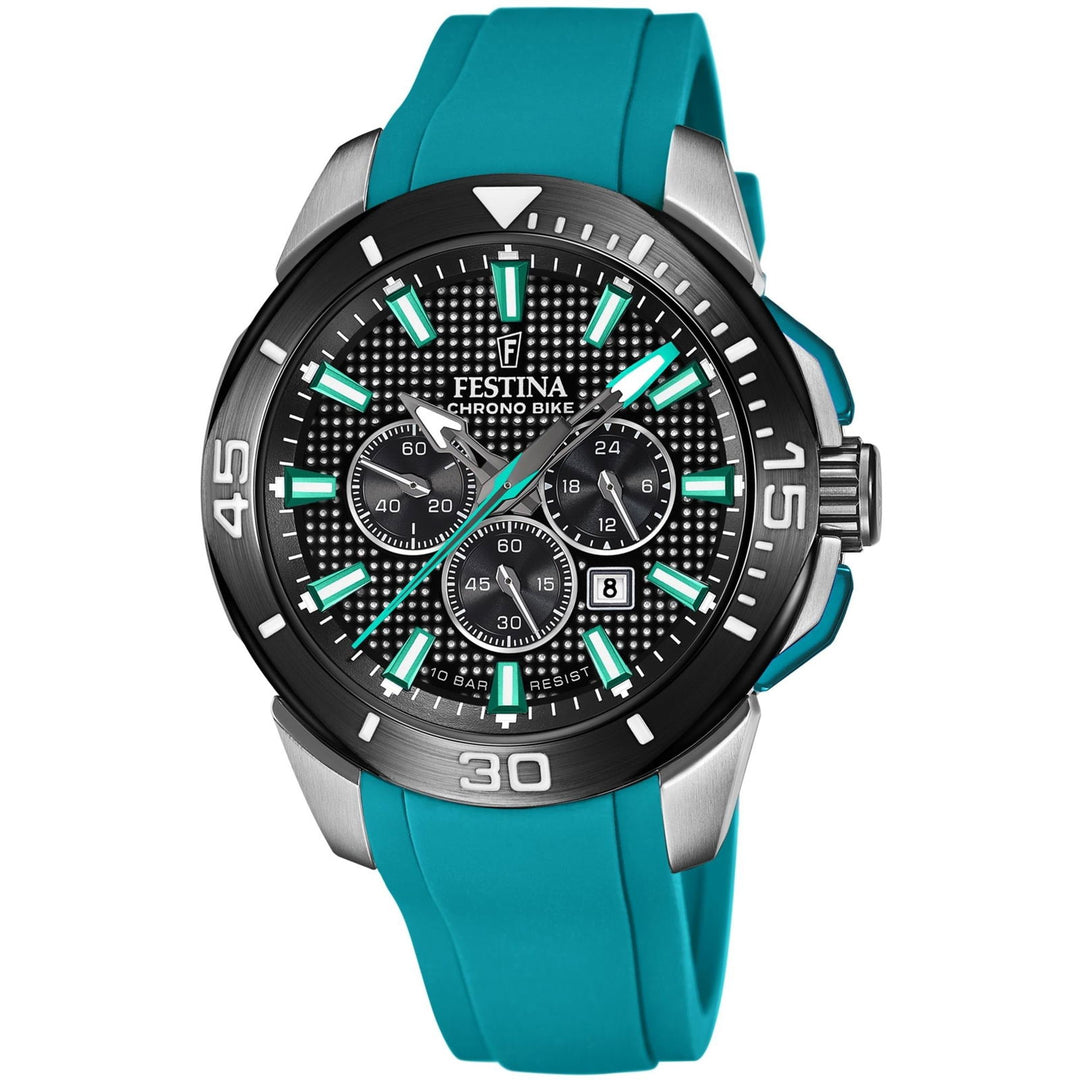 Festina F20642/3 Men's Chrono Bike Turquoise Rubber Strap Wristwatch - H S Johnson