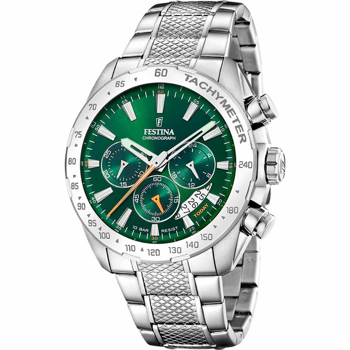 Festina F20668/3 Men's Green Dial Chronograph Wristwatch - H S Johnson