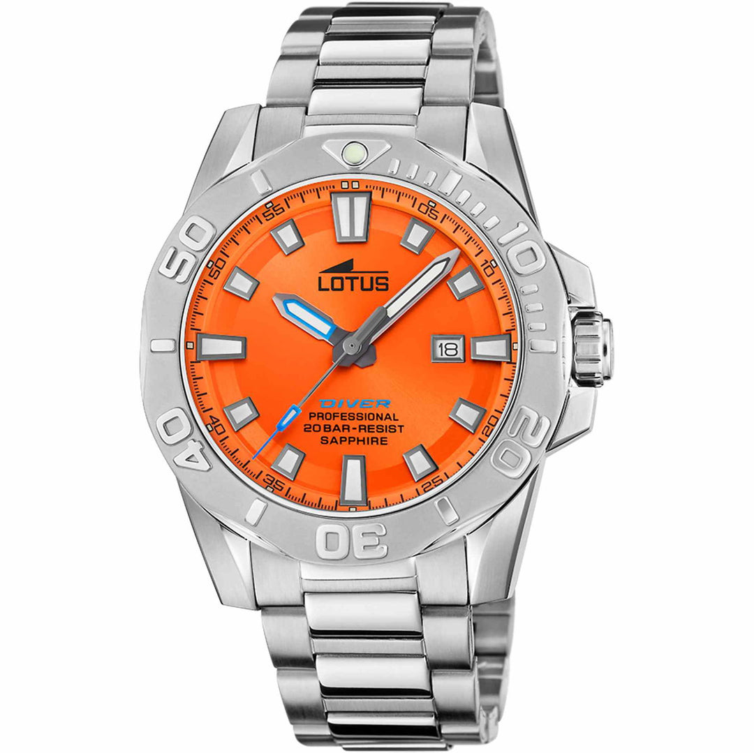 Lotus L18926/3 Men's Orange Dial Diver Wristwatch - H S Johnson