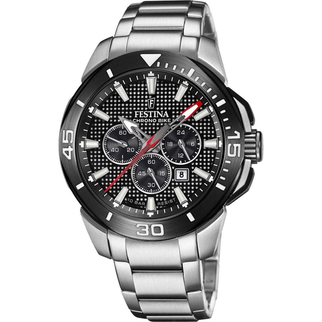 Festina F20641/4 Men's Black Chrono Bike Steel Bracelet Wristwatch - H S Johnson