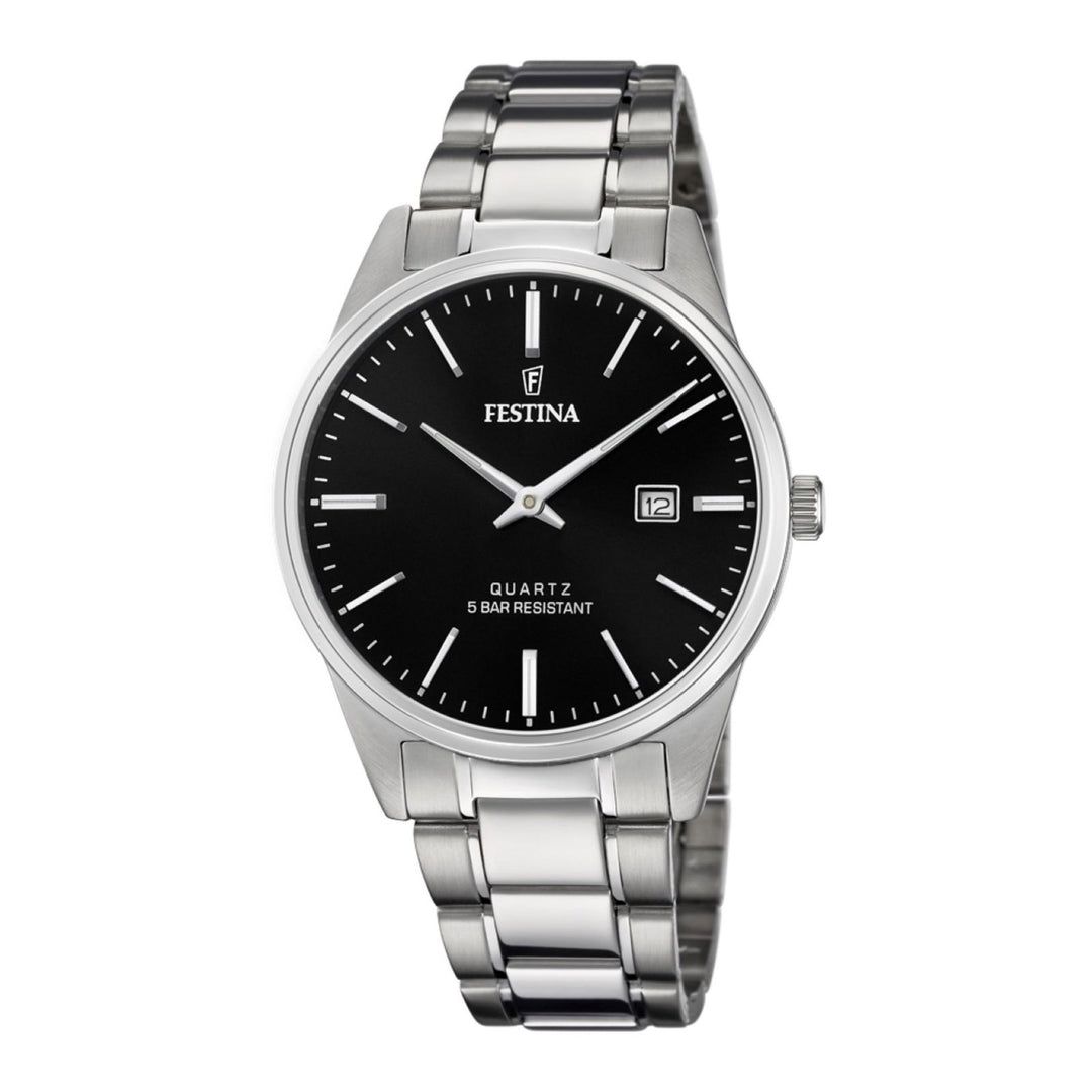 Festina F20511/4 Men's Black Dial Silver Tone Bracelet Wristwatch - H S Johnson