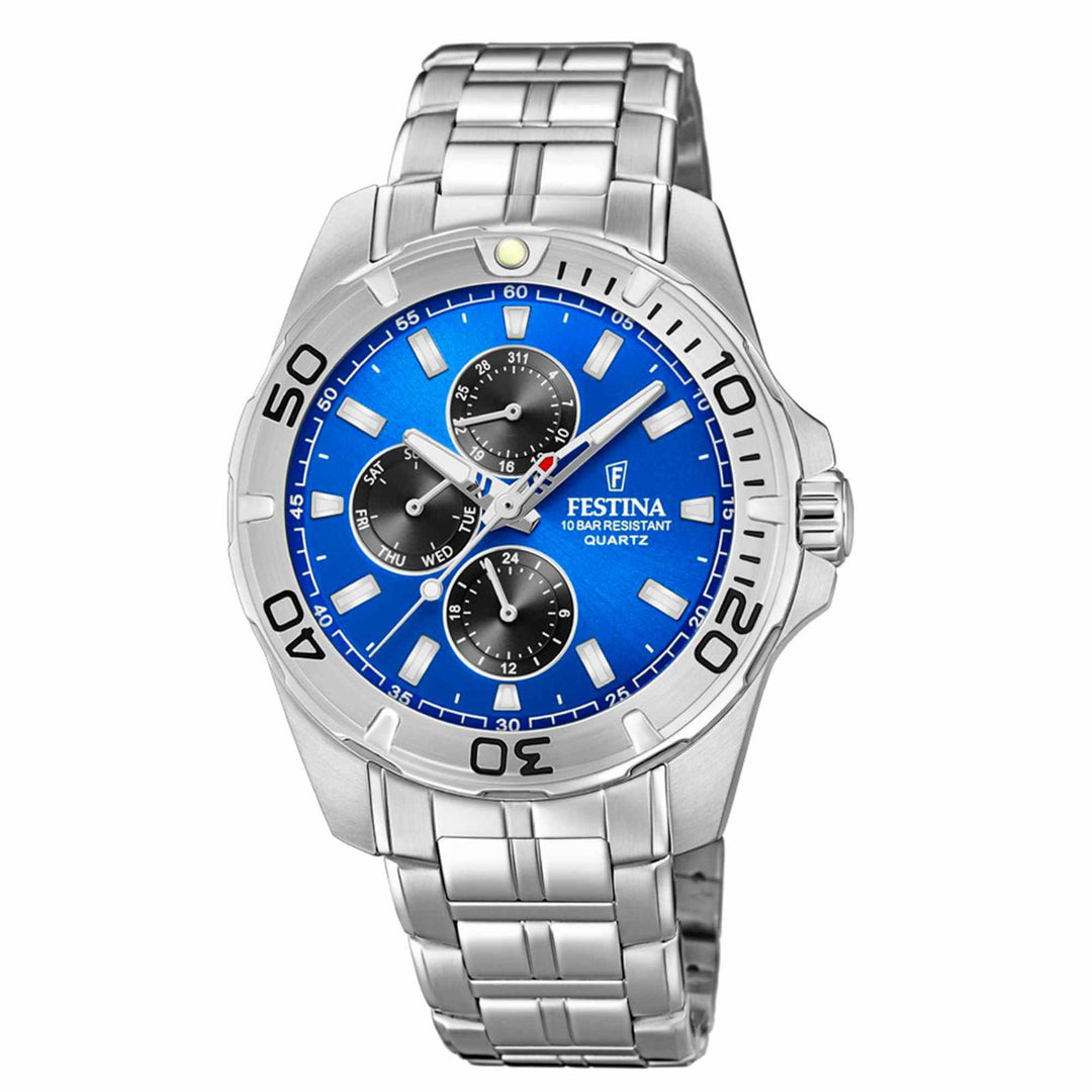 Festina F20445/4 Men's Blue Dial Multi-Function Wristwatch - H S Johnson