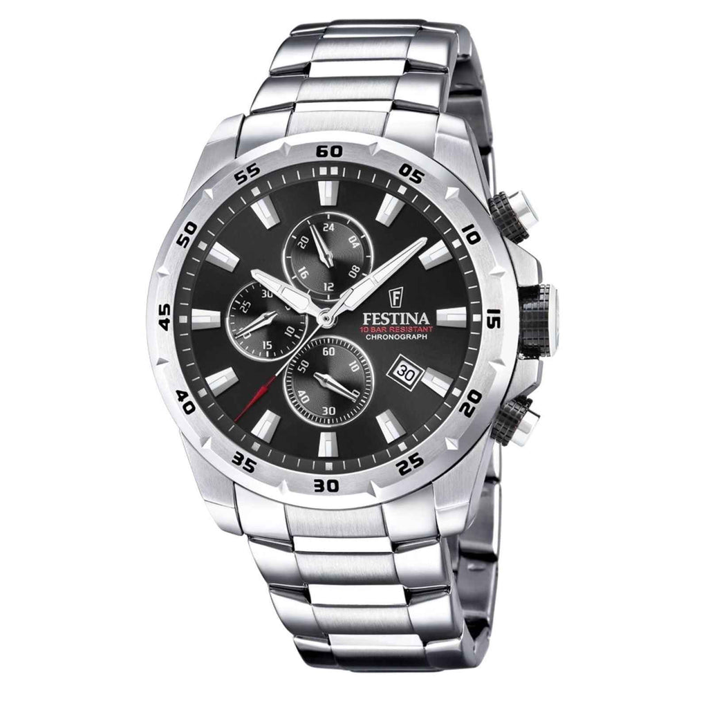 F20463 4 Chronograph Dial Silver Tone Bracelet Watch