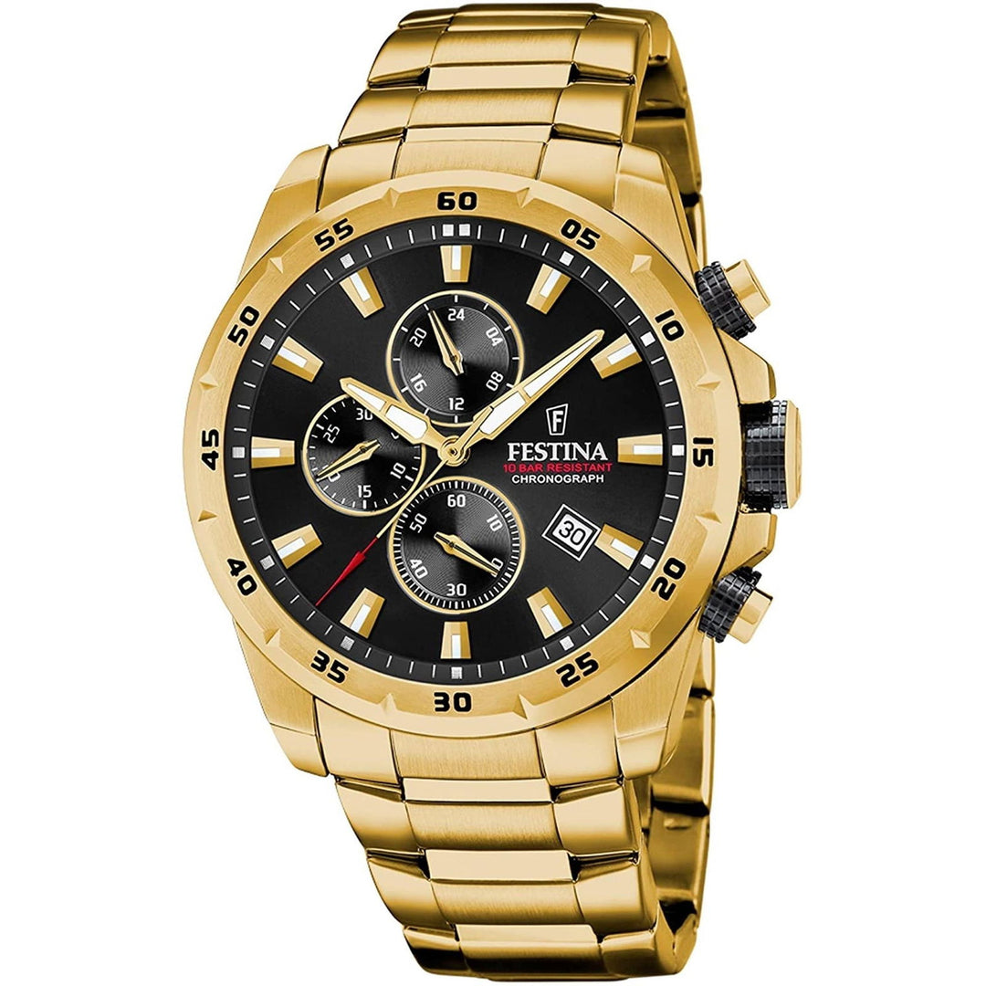 Festina F20541/4 Men's Chronograph Gold Tone Steel Bracelet Wristwatch - H S Johnson
