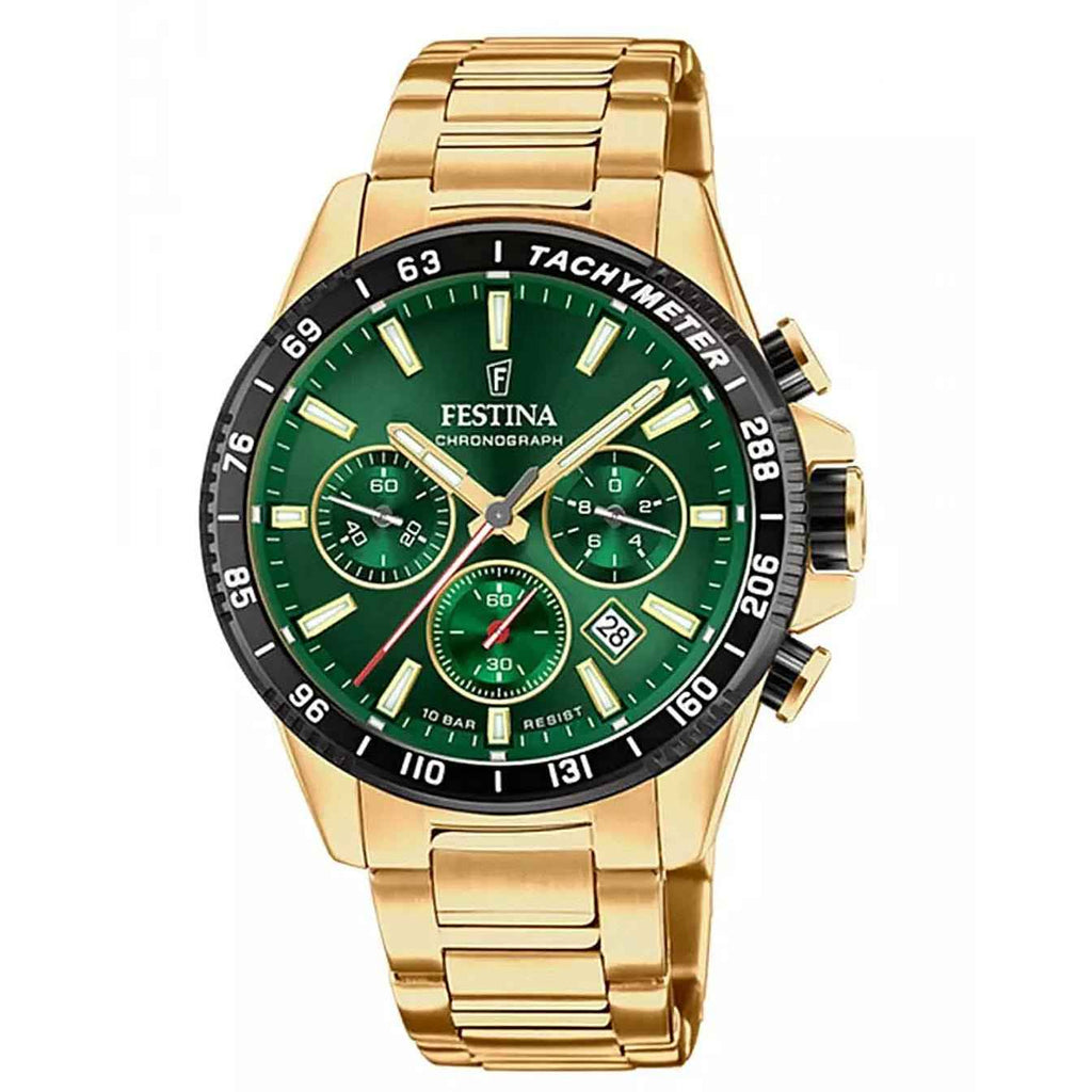 F20634 4 Dial Gold Tone Case Chronograph Watch