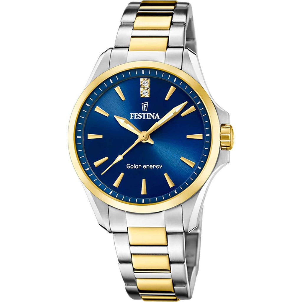 F20655 4 Solar Energy Two Tone Bracelet Watch