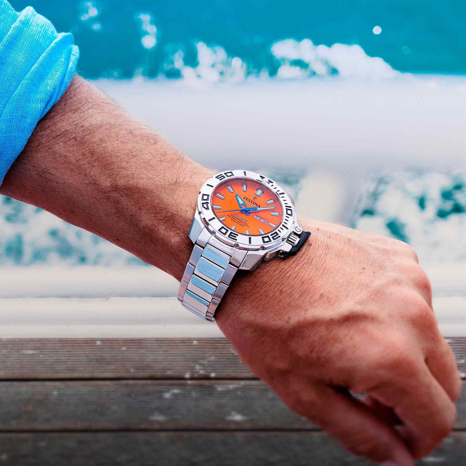 Festina F20665/5 Men's Orange Dial Divers Wristwatch | HS Johnson