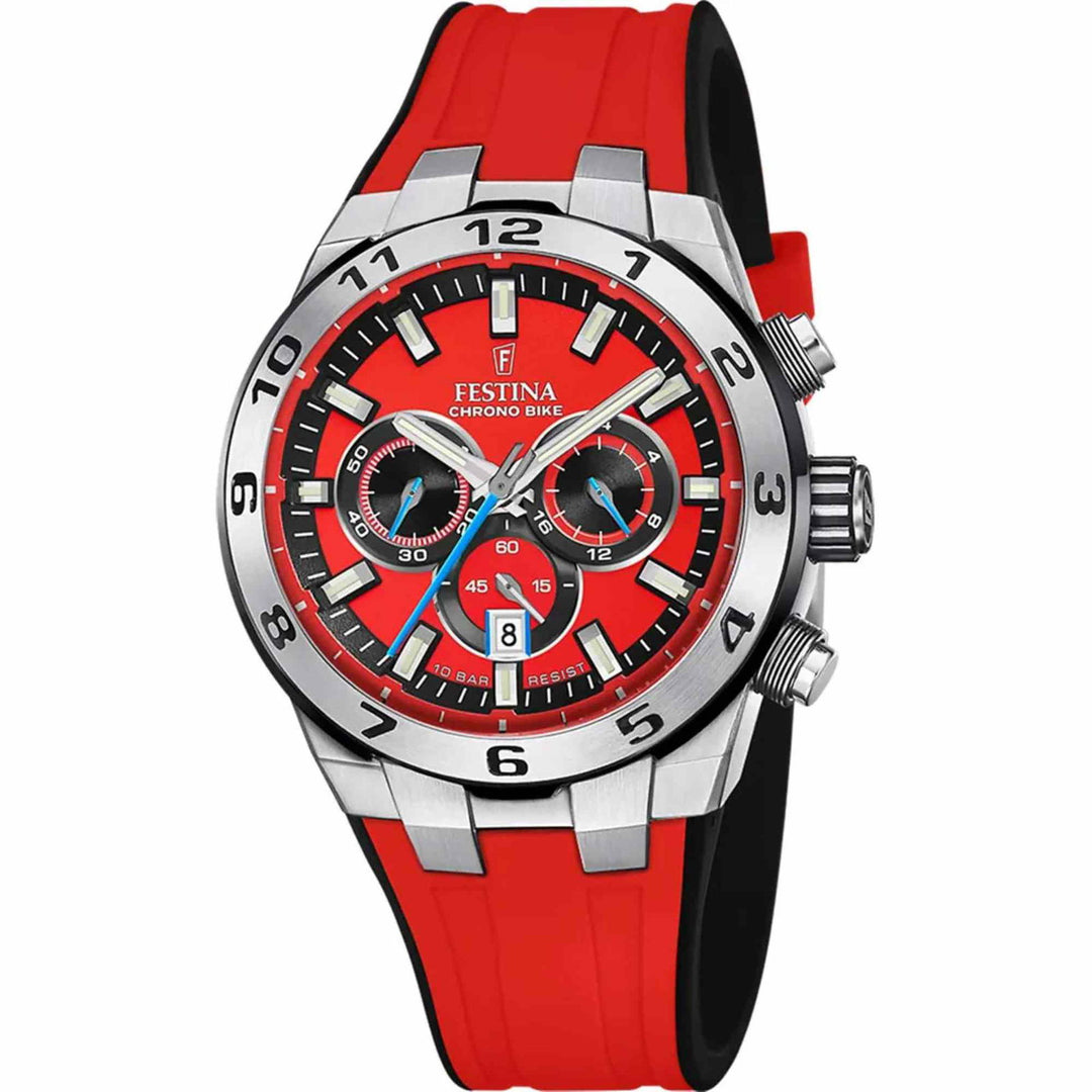 Festina F20671/5 Men's Red Chrono Bike Rubber Strap Wristwatch - H S Johnson