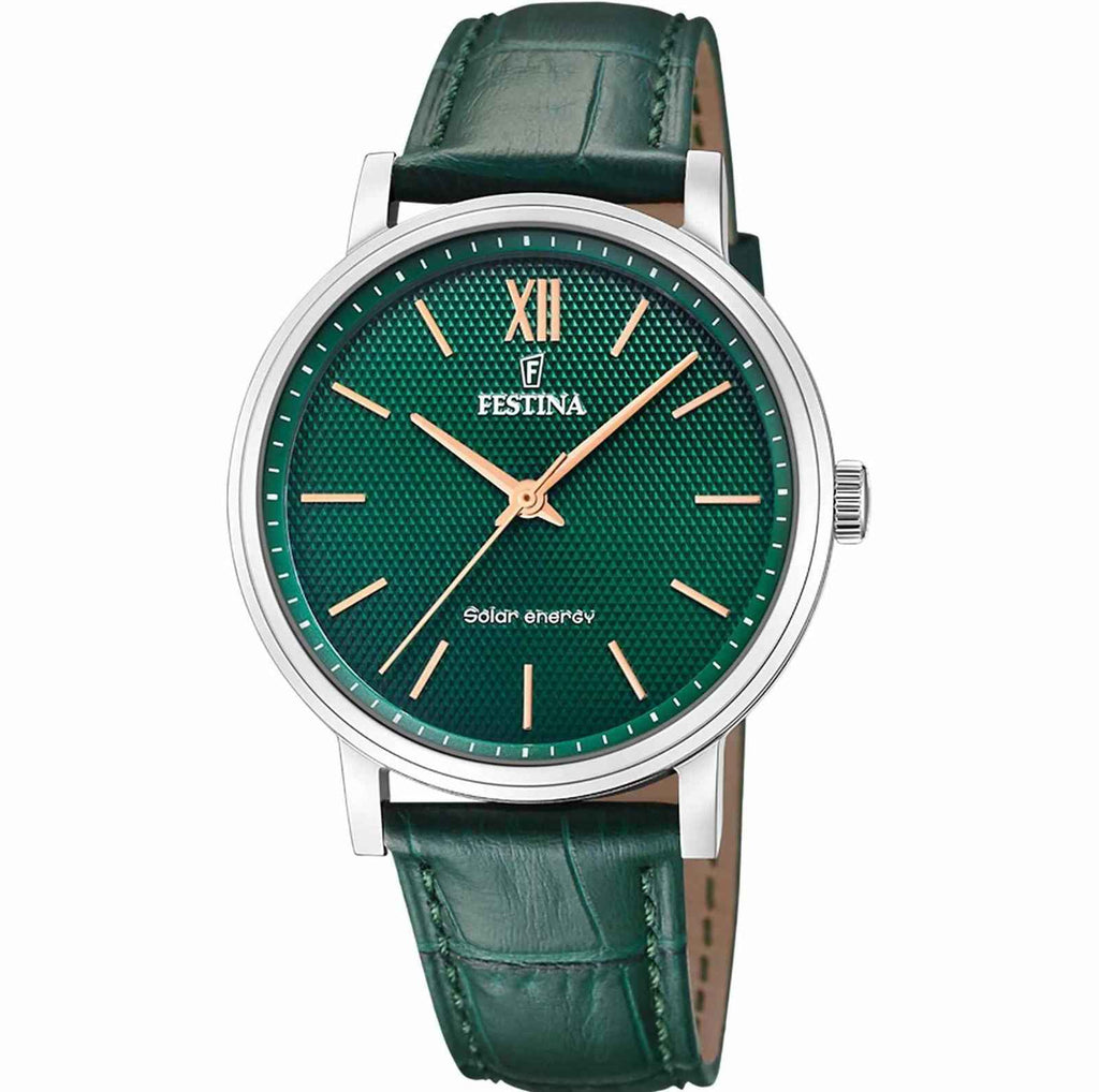 F20660 5 Solar Energy Leather Strap Watch