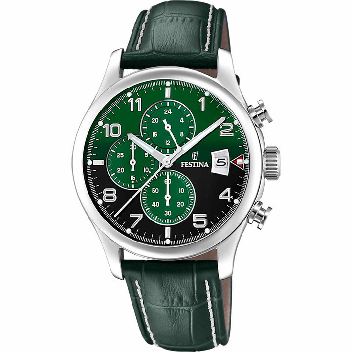 Festina F20375/8 Men's Chronograph Leather Strap Wristwatch - H S Johnson