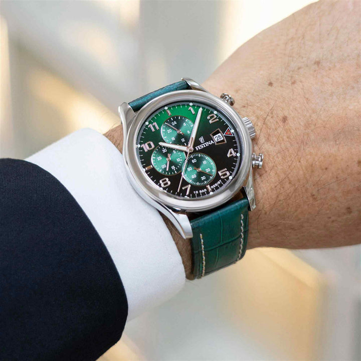 Festina F20375/8 Men's Chronograph Leather Strap Wristwatch - H S Johnson