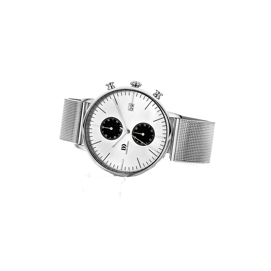Danish Design IQ74Q975 Koltur Chrono Silver Black Eyes Mesh Watch