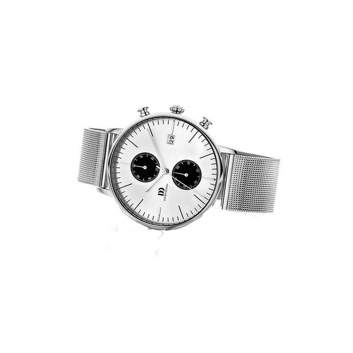 Danish Design IQ74Q975 Koltur Chrono Silver Black Eyes Mesh Watch
