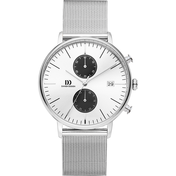 Danish Design IQ74Q975 Koltur Chrono Silver Black Eyes Mesh Watch