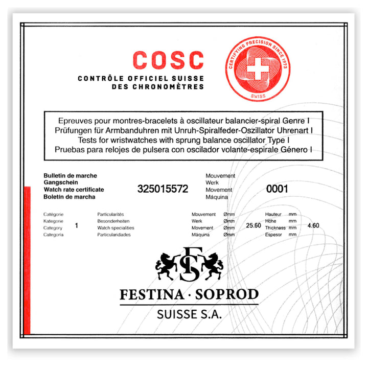 Festina Swiss Made F20043/1 COSC-certified Diver Automatic Watch