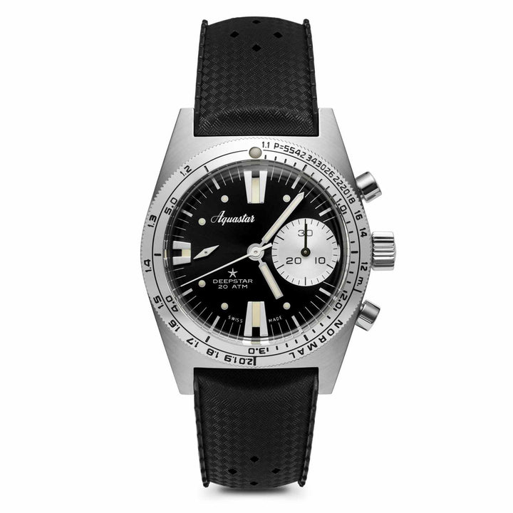 Aquastar 2022 Deepstar Vintage Black Chronograph Wristwatch - H S Johnson